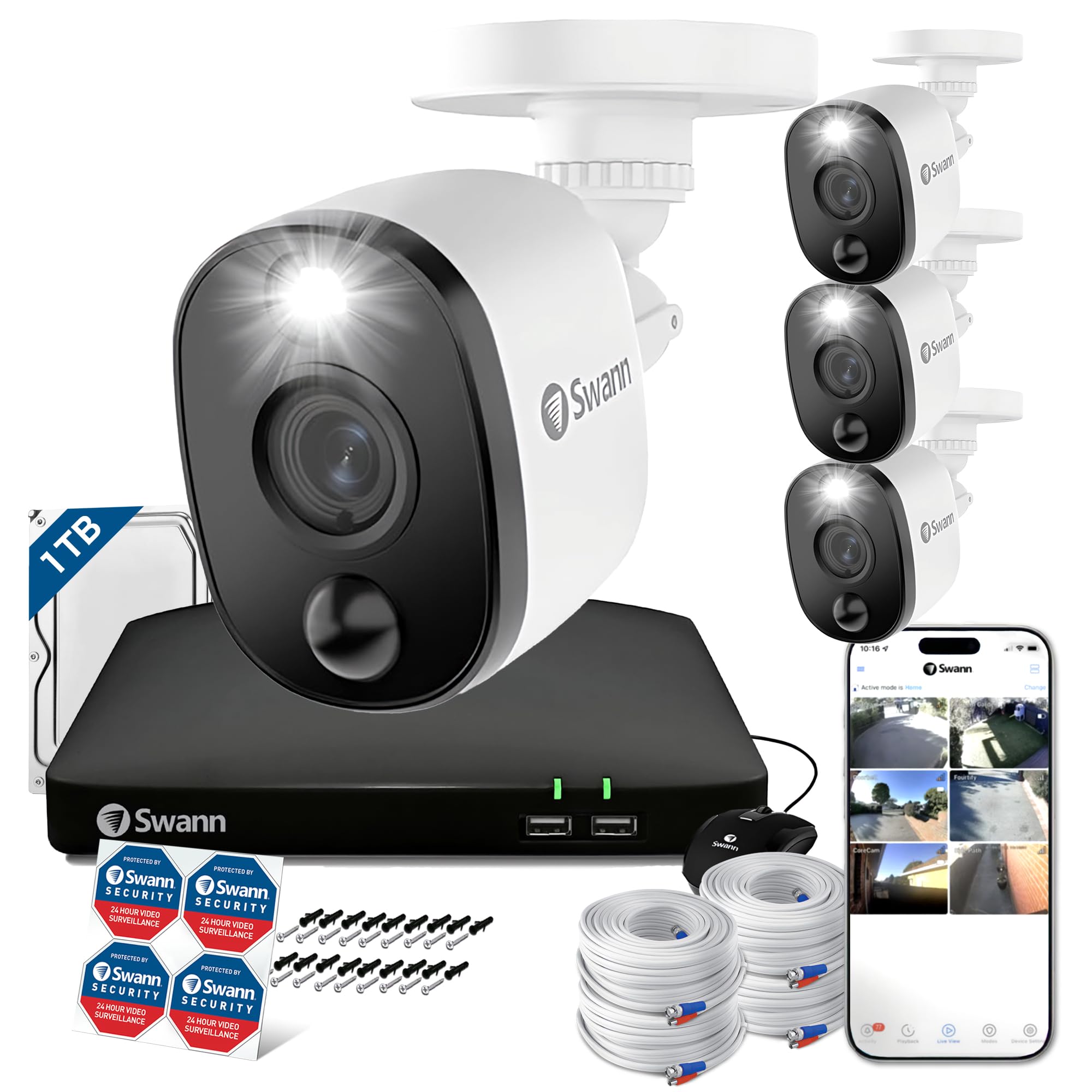 Swann 防犯カメラ 4CH カメラ4セット DVR 1TB Amazon.co.jp: 【日本正規代理店】Swann セキュリティカメラ 4CH DVR